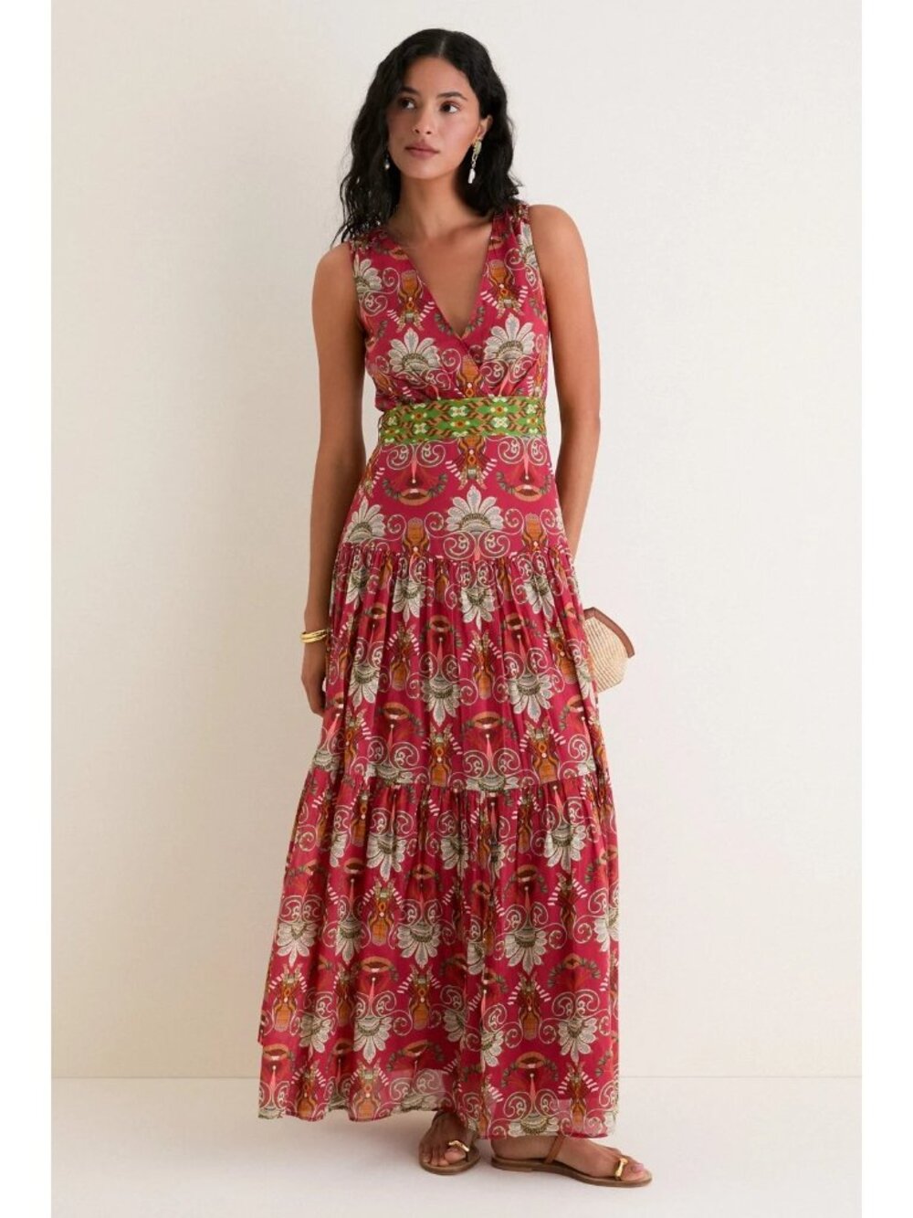 EMPORIO SIRENUSE Antheia Maxi Dress Hot Sauce Size 44 NWT